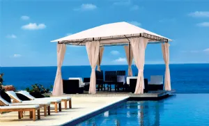 Tonnelle 4x3m avec toile et 6 rideaux
