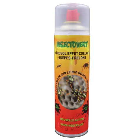Aérosol Effet Collant pour Guêpes et Frelons INSECTOVERT 500 ml