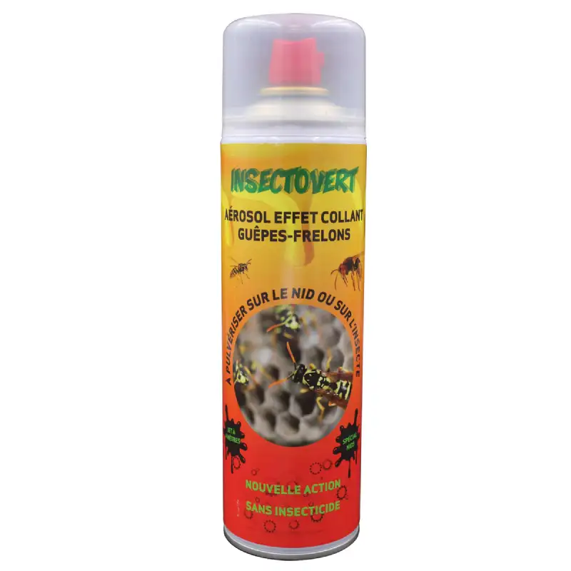 Aérosol Effet Collant pour Guêpes et Frelons INSECTOVERT 500 ml