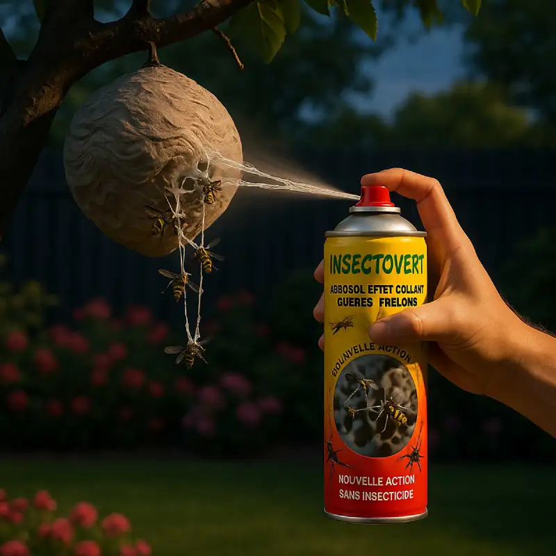 Aérosol Effet Collant pour Guêpes et Frelons INSECTOVERT 500 ml