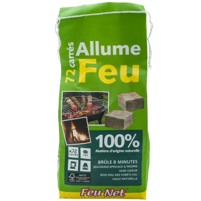 Lot de 72 allumes feu 100% naturels pour barbecue et cheminée