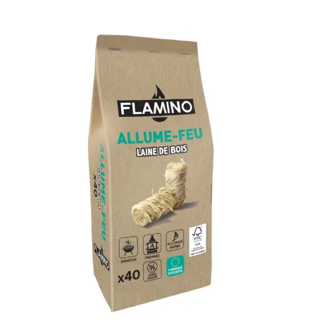 Allume-feu Laine de Bois 40 pcs FLAMINO