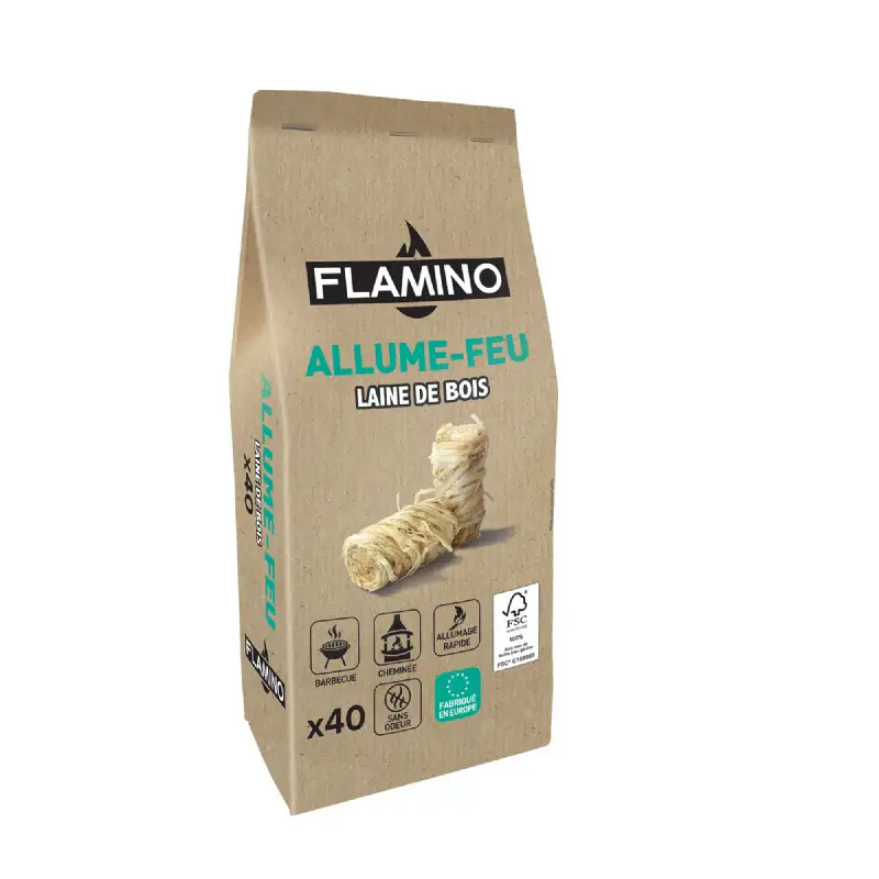 Allume-feu Laine de Bois 40 pcs FLAMINO