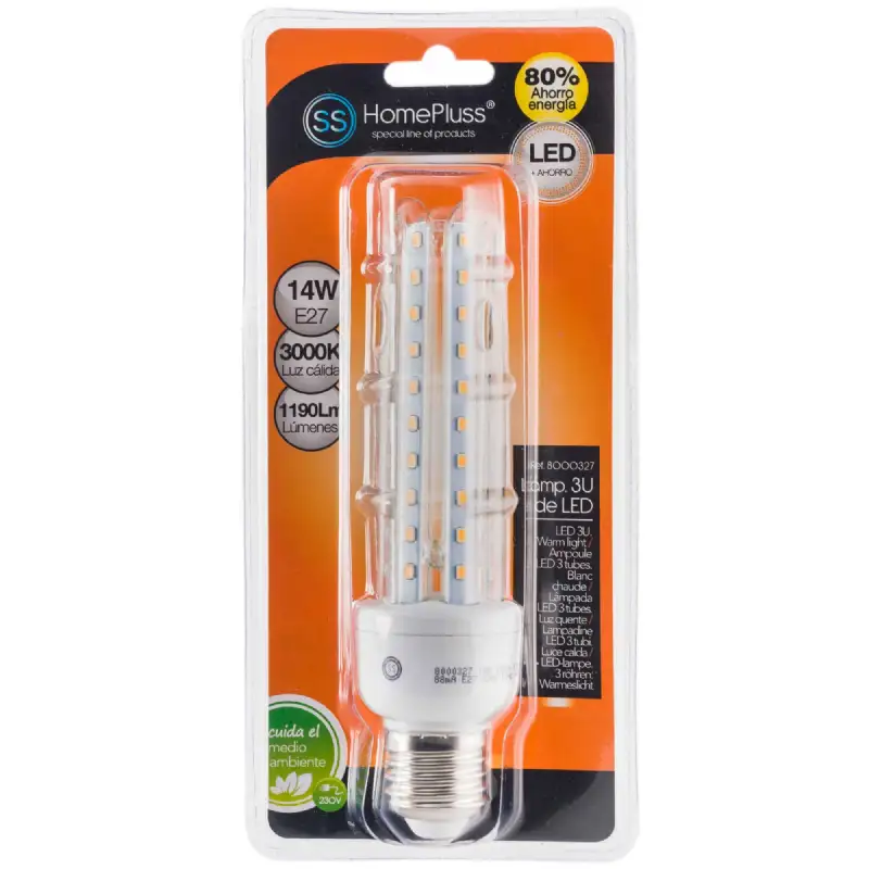 Ampoule led 3 tubes e27 14w blanc/chaud