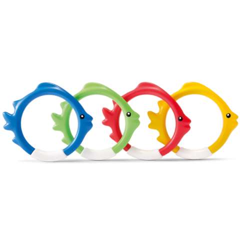 Set de quatre anneaux poissons colorés pour piscine Intex