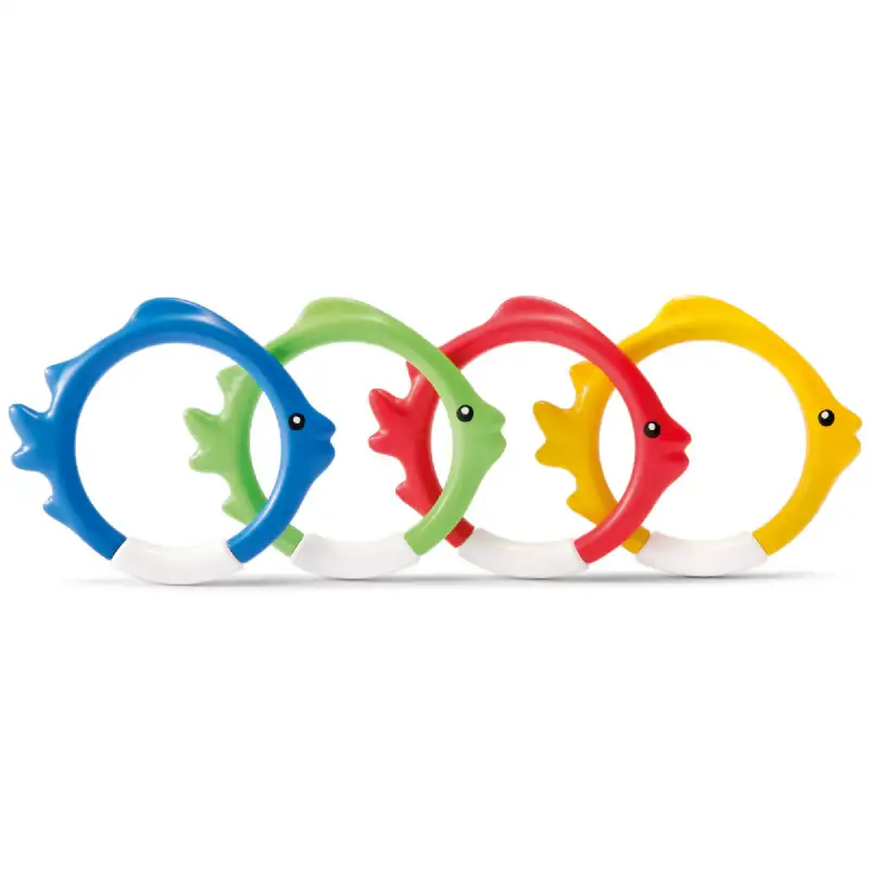 Set de quatre anneaux poissons colorés pour piscine Intex