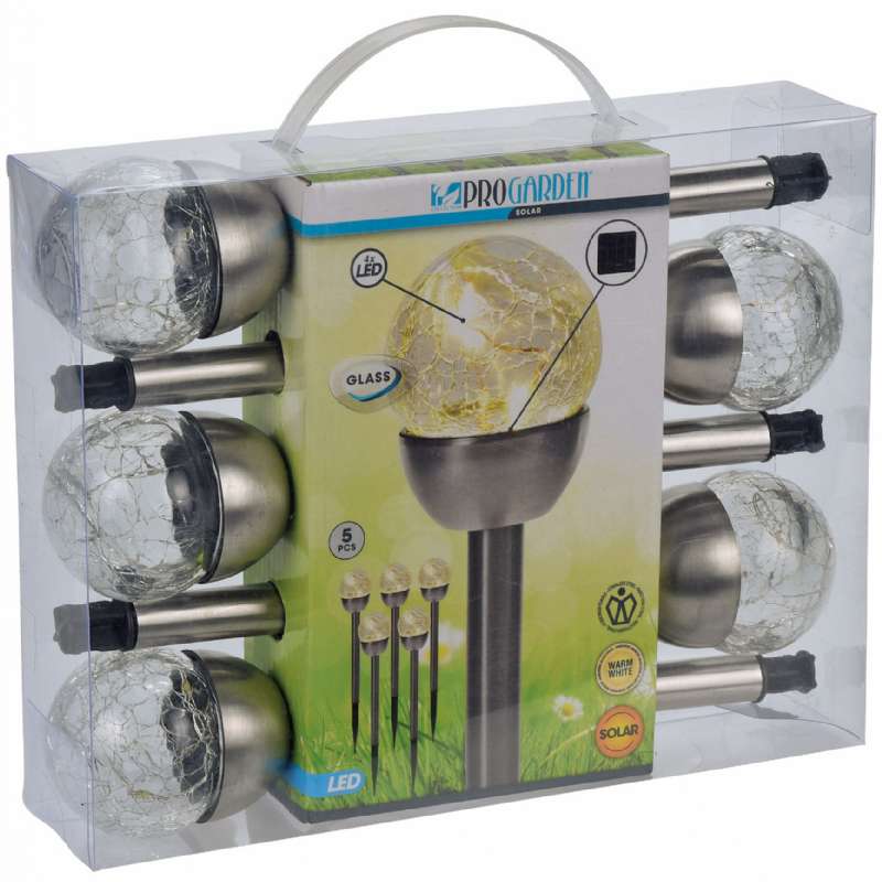 Bornes solaires rondes blanc chaud (lot de 5 bornes)