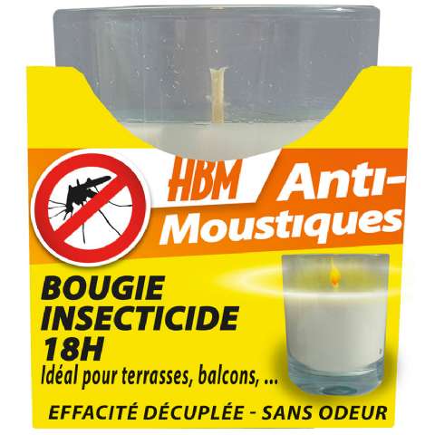 Bougie insecticide anti moustiques 18h HBM - HBM Anti-Moustiques - 6,99€ Bougie insecticide anti moustiques 18h HBM