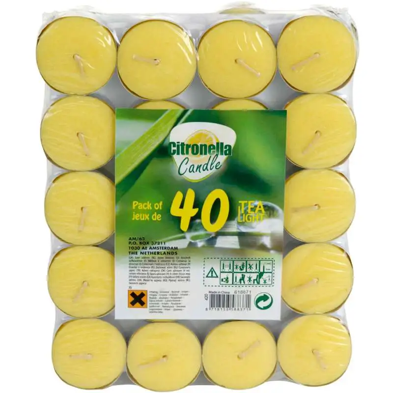 Bougie citronnelle avec coupelle alu (lot de 40 pièces)