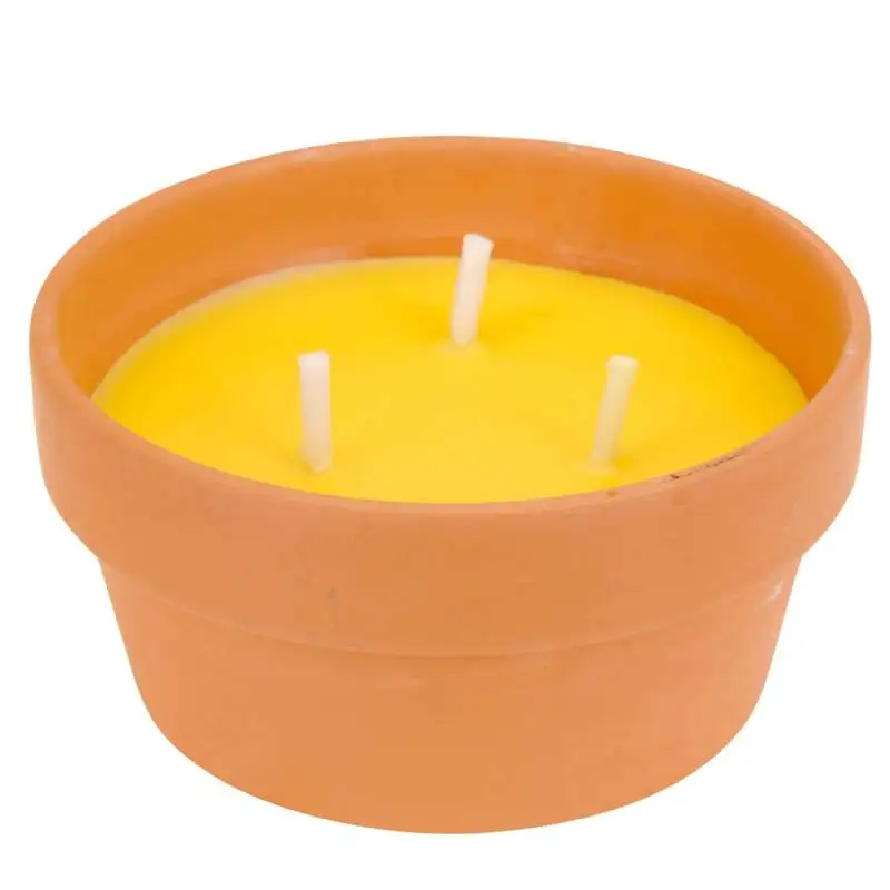 Bougie citronnelle+pot terre cuite 16.8cm
