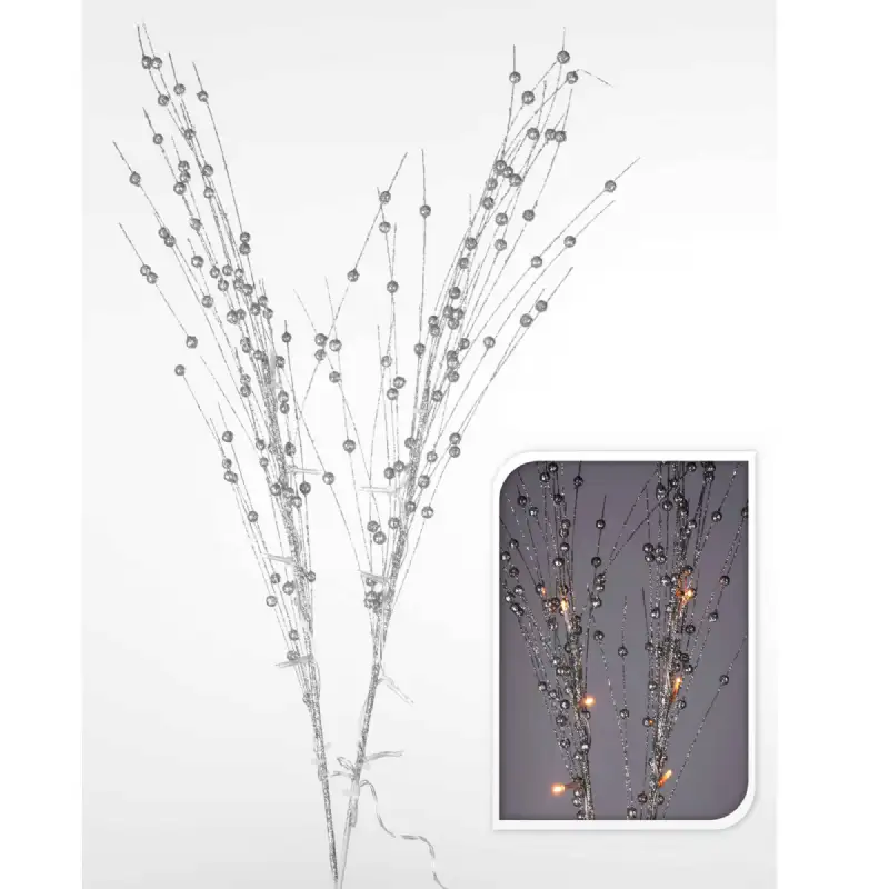 Branche décorative argentée 10 led 76cm
