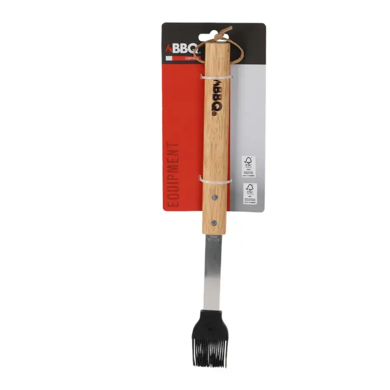 Brosse barbecue en acier inoxydable avec manche en bois 38 cm - BBQ