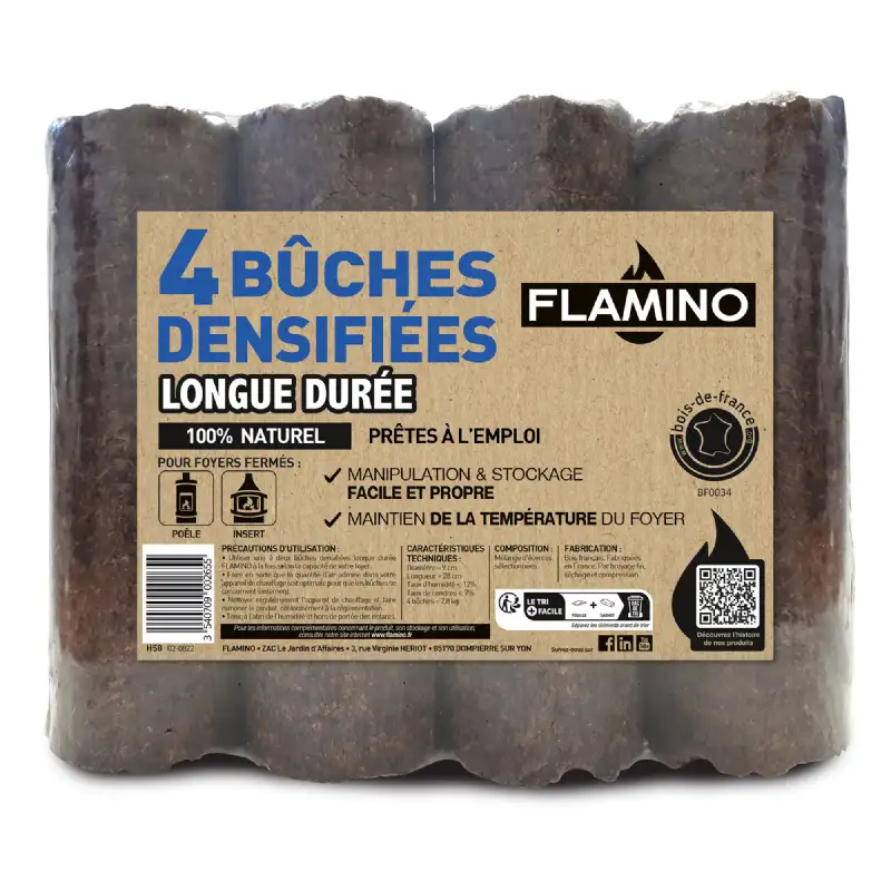 4 bûches densifiées longue durée