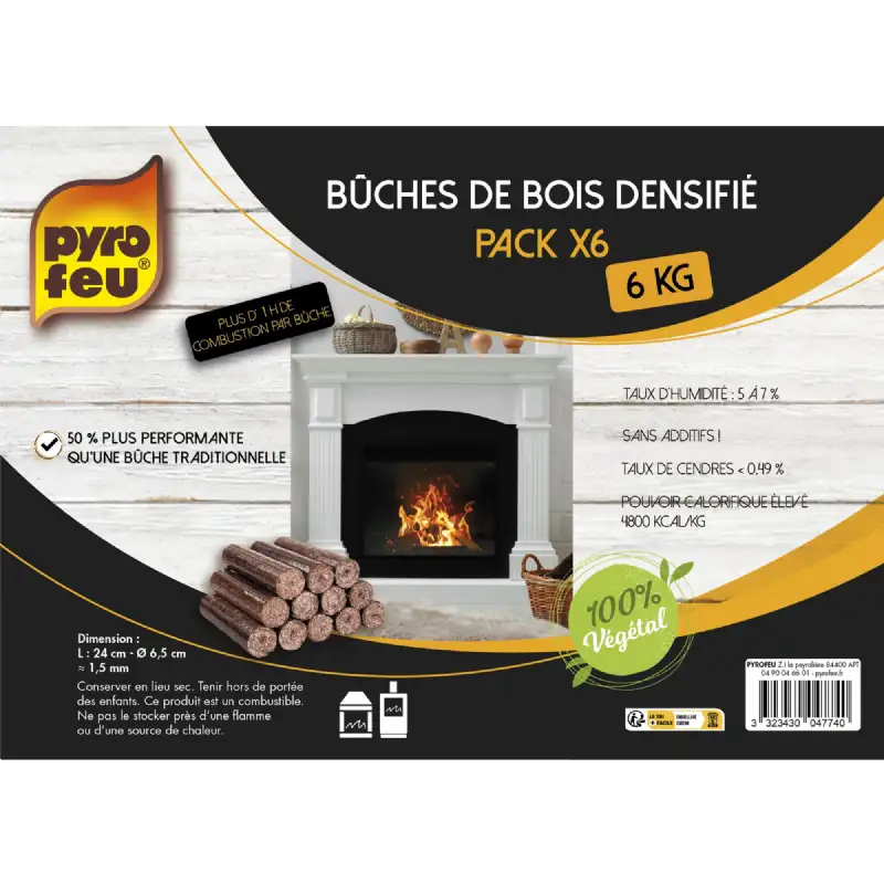 Bûche calorifique densifiée (6 pcs)