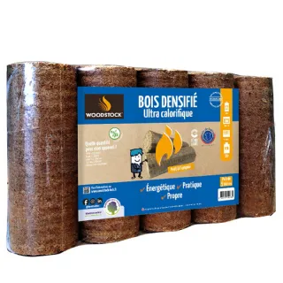 Bûche calorifique densifiée 7,5kg - Woodstock - Pack de 5