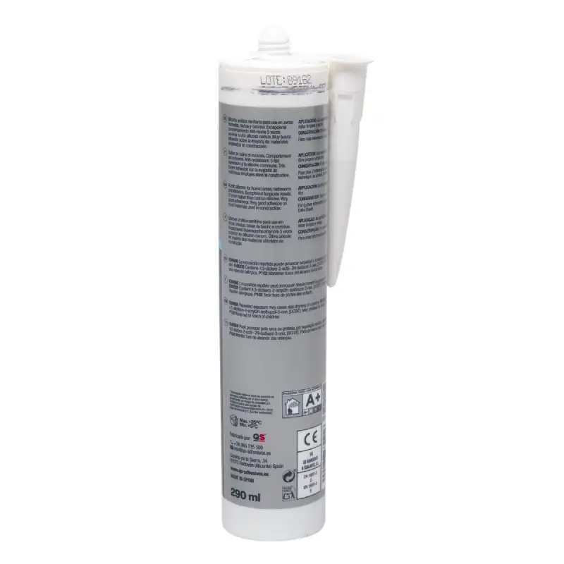 Cartouche silicone blanc sanitaire 290 ml QS