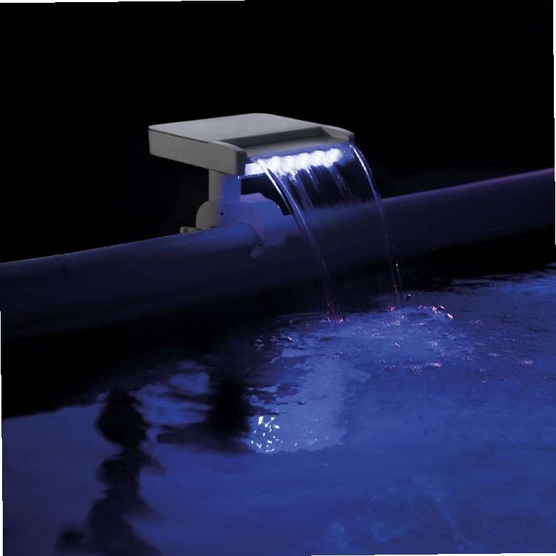 Fontaine Piscine Cascade 4 Jets + 12 LED - Effet Lumineux Multicolore Pour Ambiance Magique Jardin Ou Terrasse