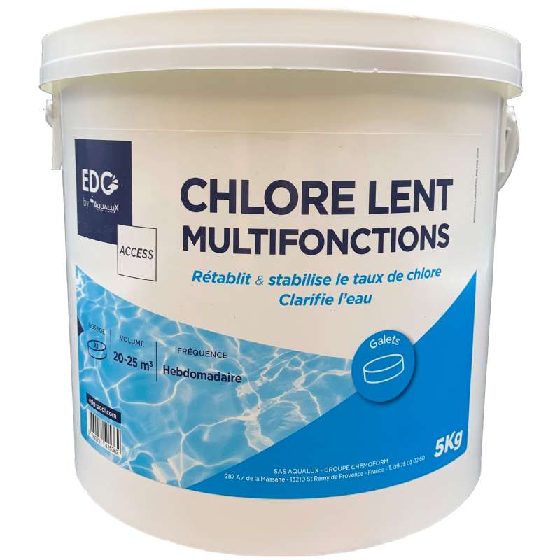 Chlore lent multifonctions 5kg galets 200g - Provence Outillage