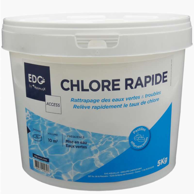 Chlore choc - EDG by Aqualux - Pastilles 20g / Seau de 5 kg Aqualux