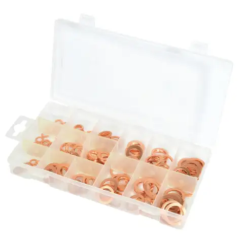 Coffret joints cuivre plats Ø 5x10 à 17,5x24 mm (150 pcs)