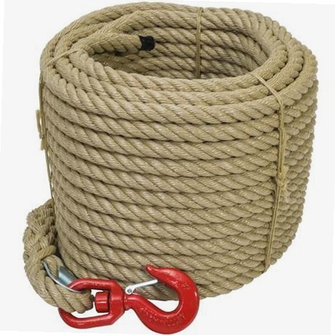 Corde à Poulie Polypropylène Texturé 22mm - 25 M Avec Crochet à émerillon, Souple, Imputrescible, Pour Drisse