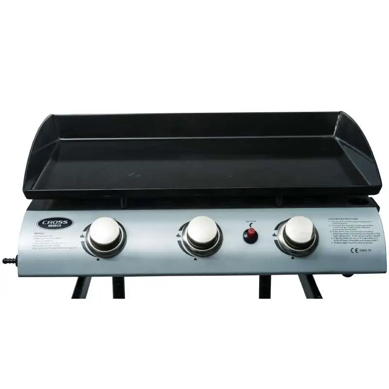 Plancha à gaz 3 feux dim.60x33cm