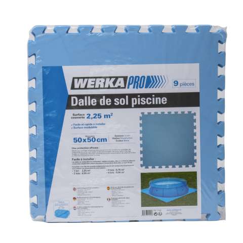 Lot de 9 dalles de sol piscine 50x50cm (2,25m²) épaisseur 3mm 9 pièces Werkapro - Werkapro - 5,99€ Lot de 9 dalles de sol piscine 50x50cm (2,25m²) épaisseur 3mm 9 pièces Werkapro