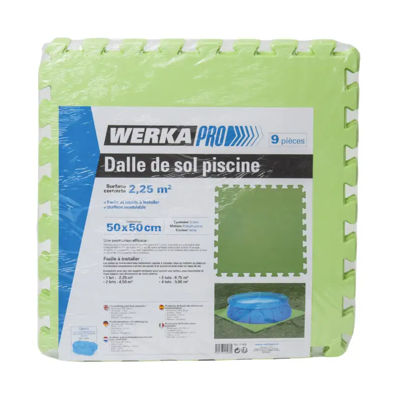 Lot de 9 dalles de sol pour piscine (50x50cm) WERKA PRO