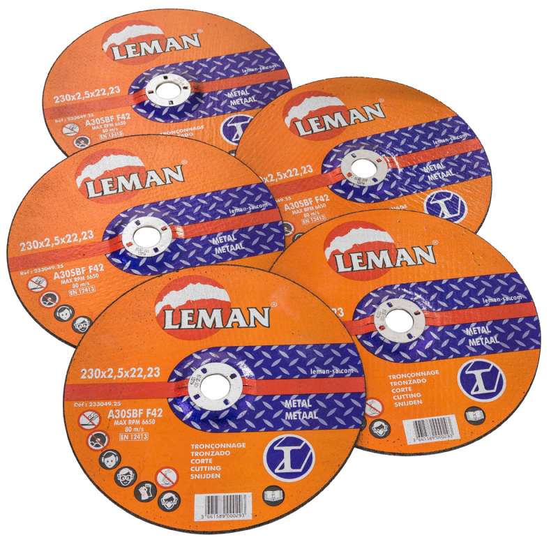 Disque tronçonner fer Ø 230 mm 5 pièces - Leman - 13,99€ Disque tronçonner fer Ø 230 mm 5 pièces