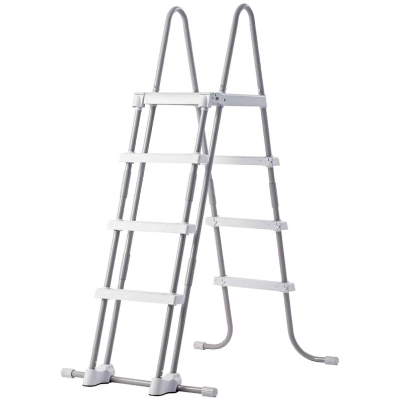 Échelle Intex Pour Piscine Hors-Sol Jusqu'à 91cm - Structure Acier, Marches Antidérapantes - Gris Argent