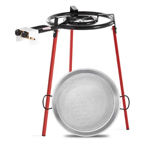 Ensemble réchaud à paella avec plat et trépied