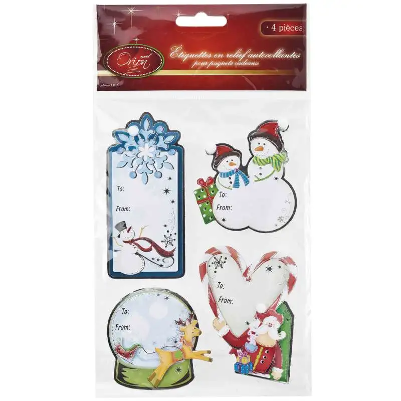 Étiquettes autocollantes en relief pour paquets cadeaux