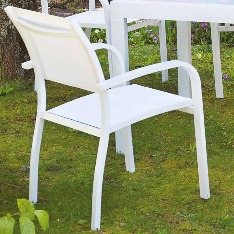 Fauteuil honfleur alu et textilène blanc