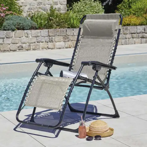 Fauteuil transat Palavas Relax gris anthracite Ozalide