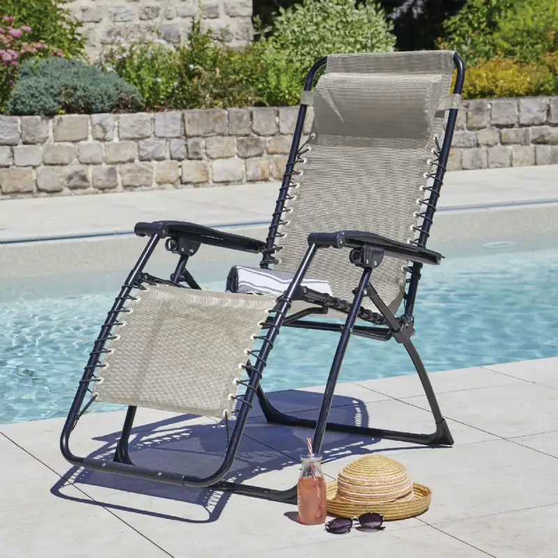 Fauteuil transat Palavas Relax gris anthracite Ozalide