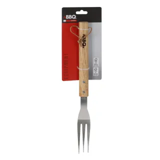 Fourchette de barbecue en acier inoxydable avec manche en bois 38 cm - BBQ