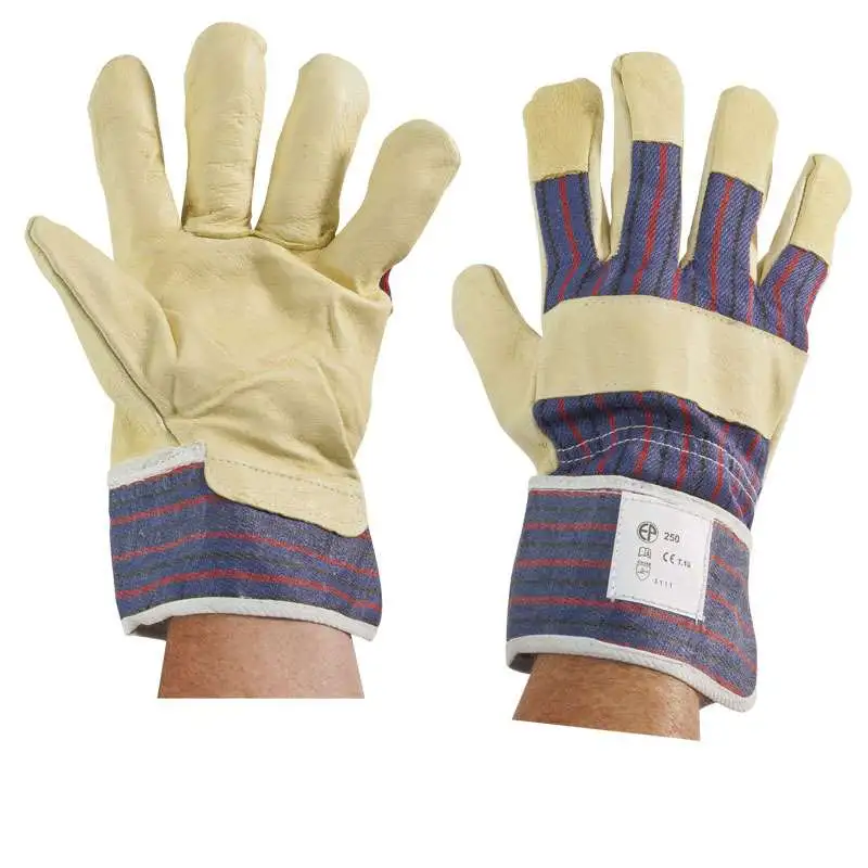 Gants tous travaux fleur de porc/toile bayadère T10