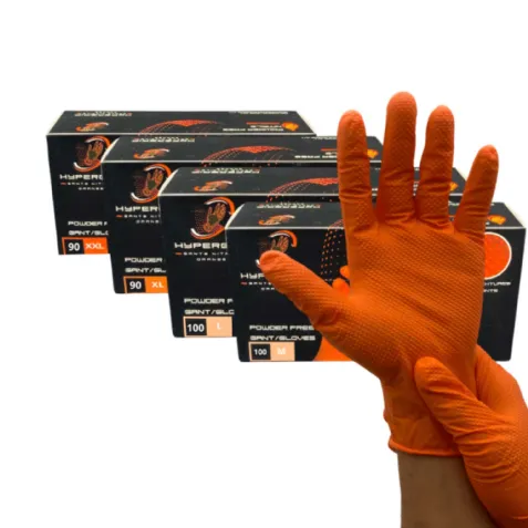 Gants de Protection Jetables en Nitrile - Orange