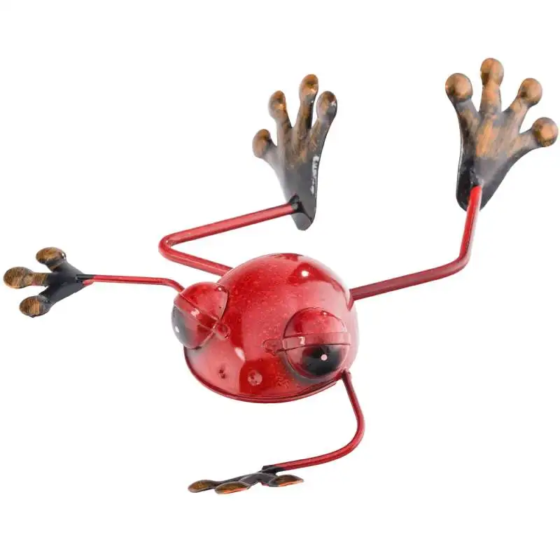 Grenouille en métal déco rouge 12x5x22cm