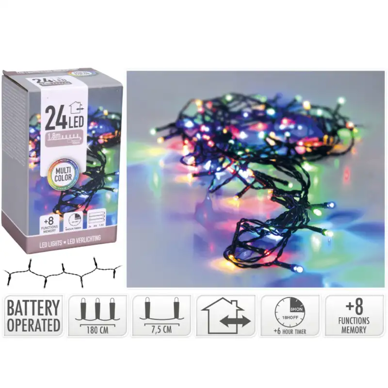Guirlande 24 led multicolore 1,8m