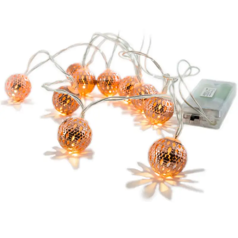 Guirlande boule métal cuivre à led 1m