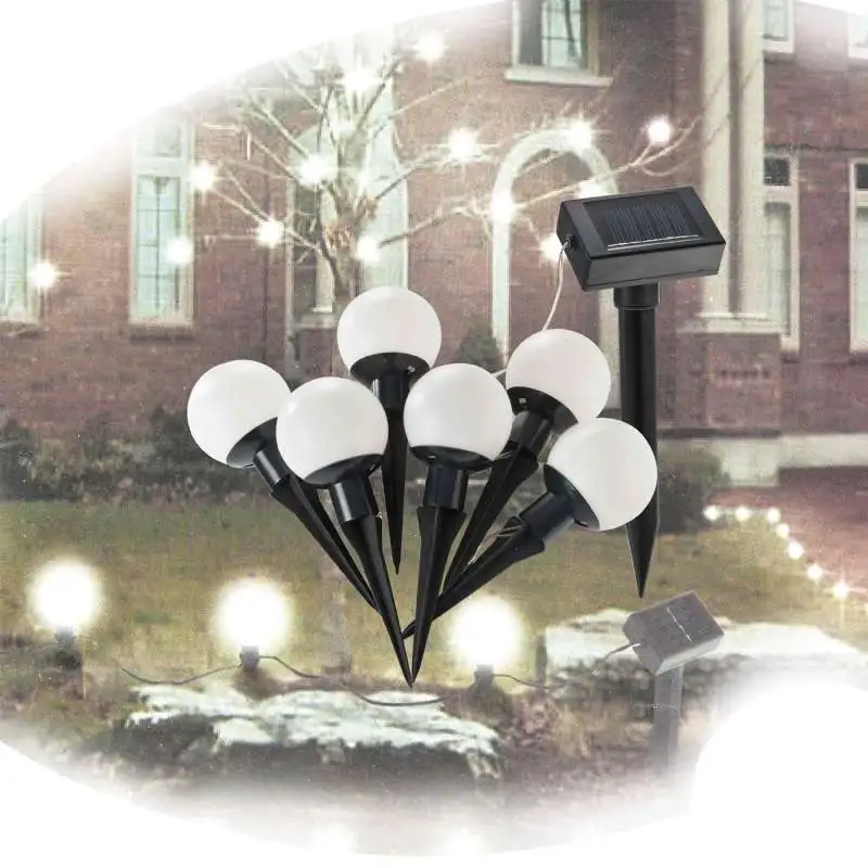 Guirlande solaire 6 globes blancs