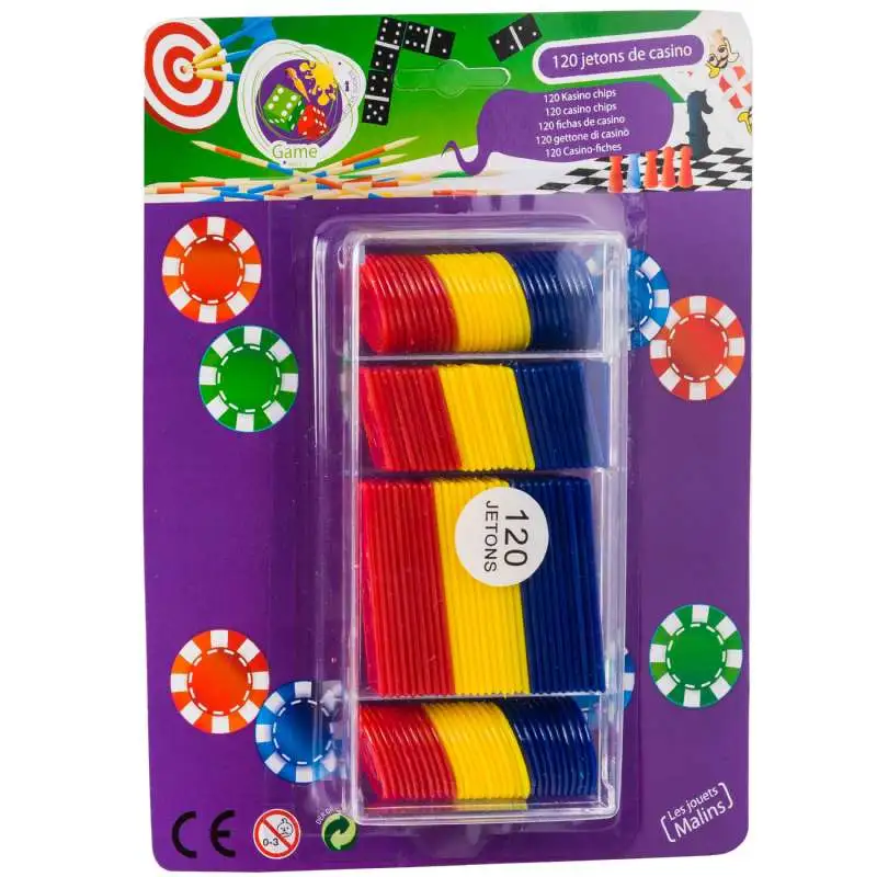 Jetons en boite transparente 120 pièces