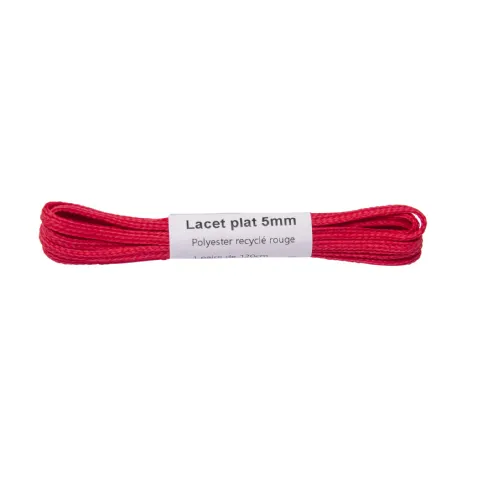 Lacet plat 5mm en polyester recyclé rouge