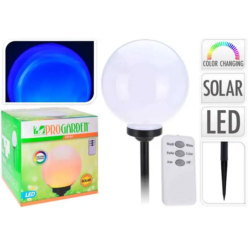 Lampe boule 25 cm solaire avec télécommande
