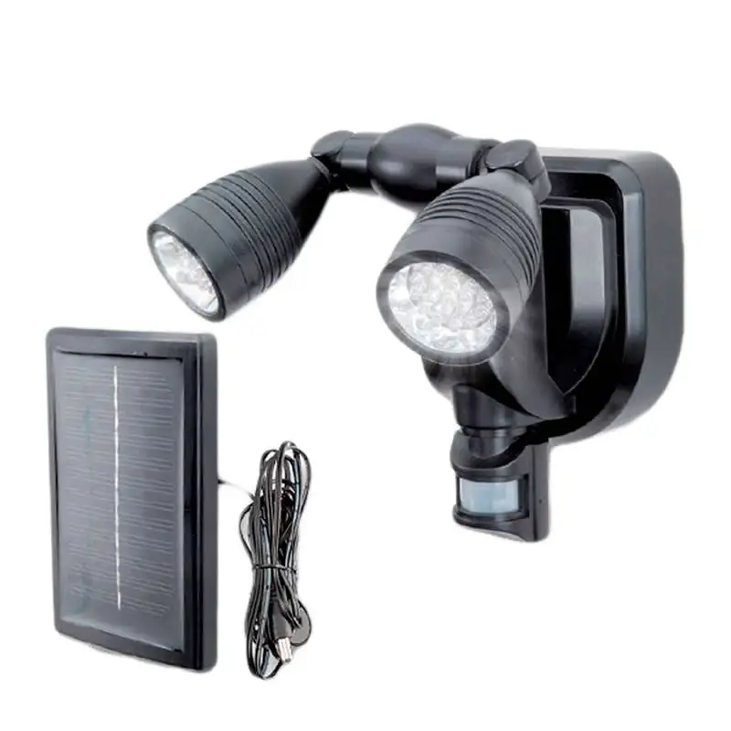Lampe solaire projecteur 2 têtes 38 led