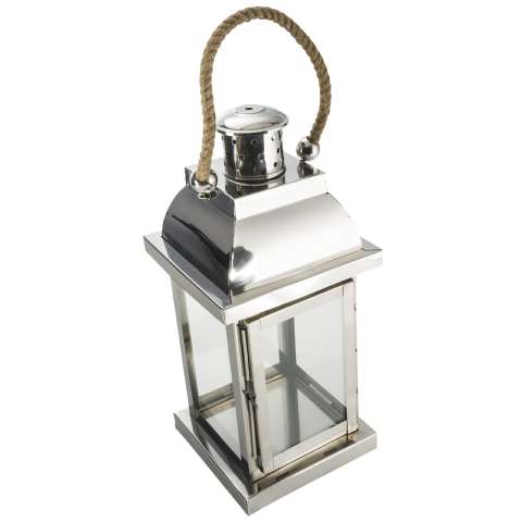 Lanterne inox et verre 38x18x18cm - Koopman - 20,99€ Lanterne inox et verre 38x18x18cm