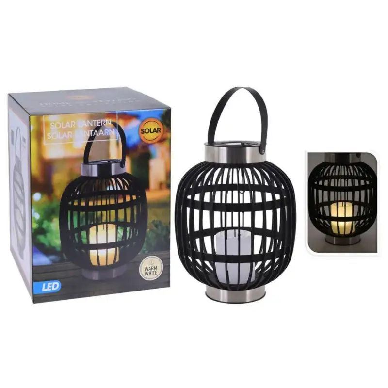 Lanterne solaire noire lumière bougie