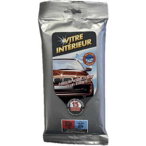 Lingettes Nettoyantes Vitres Intérieures Peraline - 15 Lingettes