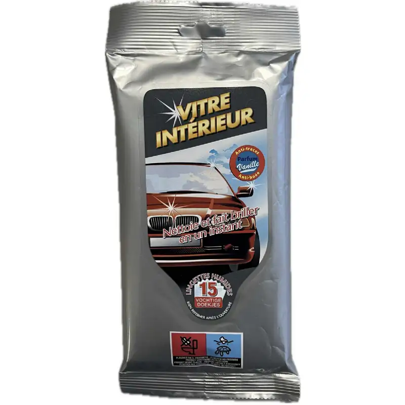 Lingettes Nettoyantes Vitres Intérieures Peraline - 15 Lingettes